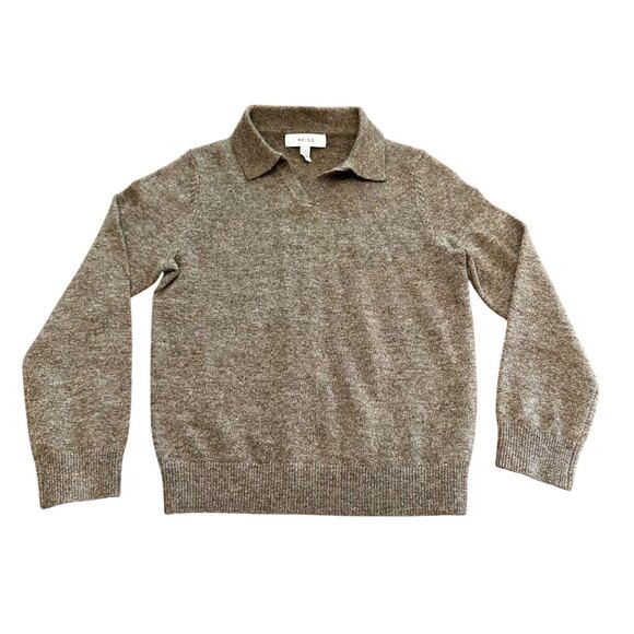 Reiss Sweater Kids Boys 5-6 Y Brown Swift Wool-Cashmere Blend Open Collar Polo - Picture 1 of 8